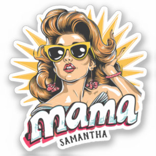 Gepersonaliseerde Retro Mama Pop Art 1 Sticker