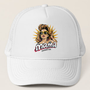 Gepersonaliseerde Retro Mama Pop Art 1 Trucker Pet