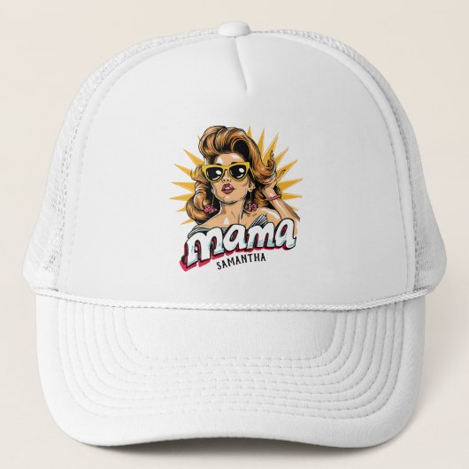 Gepersonaliseerde Retro Mama Pop Art 1 Trucker Pet (Voorkant)