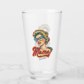 Gepersonaliseerde Retro Mama Pop Art 2 Glas (Achterkant)