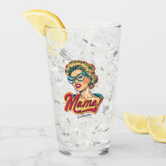 Gepersonaliseerde Retro Mama Pop Art 2 Glas (Voorkant ijs)