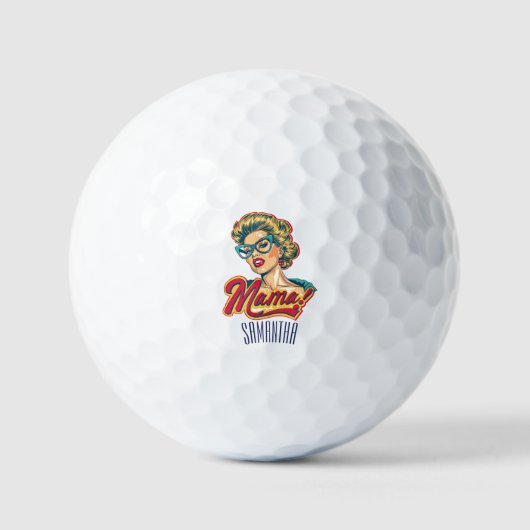 Gepersonaliseerde Retro Mama Pop Art 2 Golfballen (Voorkant)