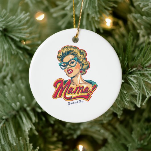 Gepersonaliseerde Retro Mama Pop Art 2 Keramisch Ornament (Boom)