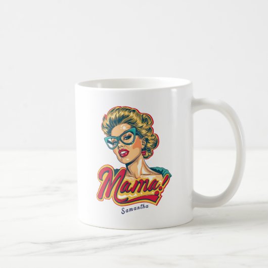 Gepersonaliseerde Retro Mama Pop Art 2 Koffiemok (Rechts)