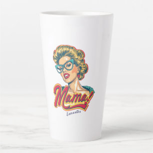 Gepersonaliseerde Retro Mama Pop Art 2 Latte Mok