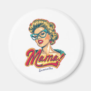 Gepersonaliseerde Retro Mama Pop Art 2 Magneet