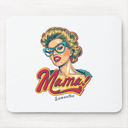 Gepersonaliseerde Retro Mama Pop Art 2 Muismat (Voorkant)