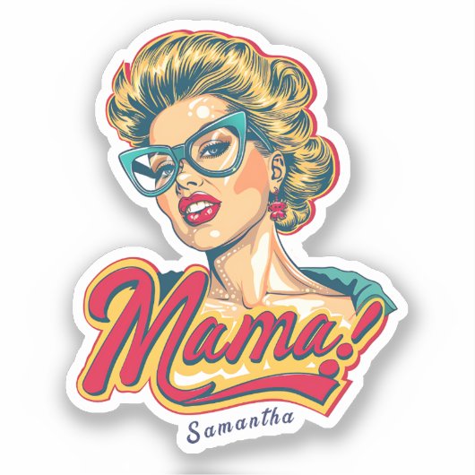 Gepersonaliseerde Retro Mama Pop Art 2 Sticker (Voorkant)