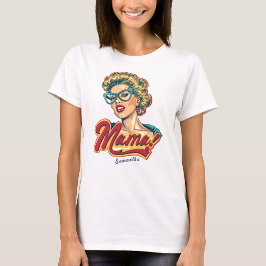Gepersonaliseerde Retro Mama Pop Art 2 T-shirt (Voorkant)