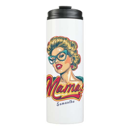 Gepersonaliseerde Retro Mama Pop Art 2 Thermosbeker (Voorkant)