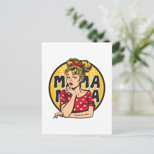 Gepersonaliseerde Retro Mama Pop Art (4) Briefkaart (Staand voorkant)