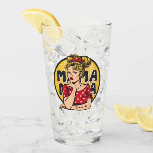 Gepersonaliseerde Retro Mama Pop Art (4) Glas (Voorkant ijs)
