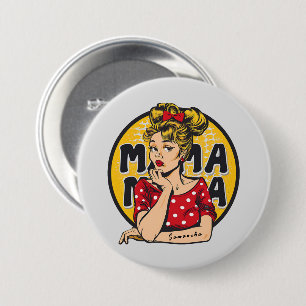 Gepersonaliseerde Retro Mama Pop Art (4) Ronde Button 7,6 Cm
