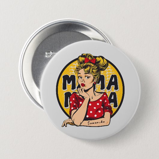 Gepersonaliseerde Retro Mama Pop Art (4) Ronde Button 7,6 Cm (Voorkant /achterkant)