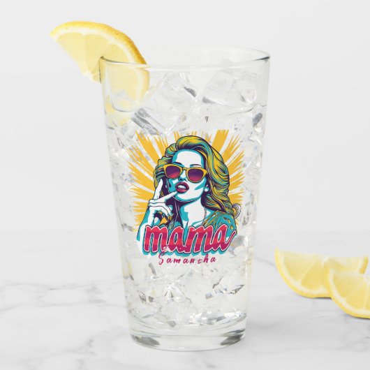 Gepersonaliseerde Retro Mama Pop Art (5) Glas (Voorkant ijs)