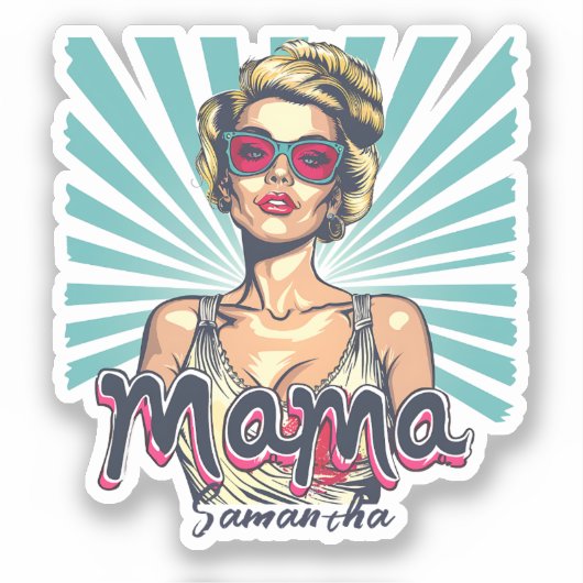 Gepersonaliseerde Retro Mama Pop Art (7) Sticker (Voorkant)