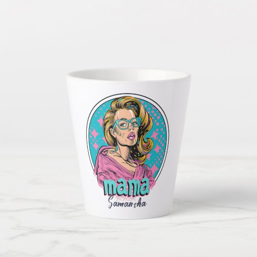 Gepersonaliseerde Retro Mama Pop Art (8) Latte Mok (Voorkant)
