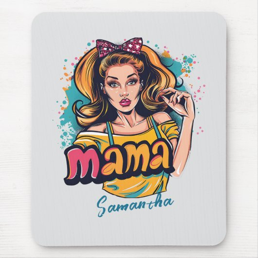 Gepersonaliseerde Retro Mama Pop Kunst (10) Muismat (Voorkant)