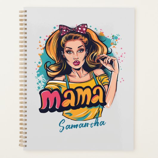 Gepersonaliseerde Retro Mama Pop Kunst (10) Planner (Voorkant)