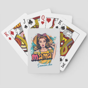 Gepersonaliseerde Retro Mama Pop Kunst (10) Pokerkaarten
