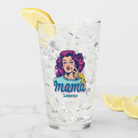 Gepersonaliseerde Retro Mama Pop Kunst (11) Glas (Voorkant ijs)