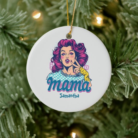 Gepersonaliseerde Retro Mama Pop Kunst (11) Keramisch Ornament (Boom)