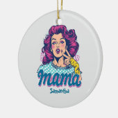 Gepersonaliseerde Retro Mama Pop Kunst (11) Keramisch Ornament (Links)