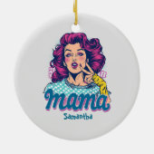 Gepersonaliseerde Retro Mama Pop Kunst (11) Keramisch Ornament (Achterkant)