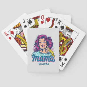 Gepersonaliseerde Retro Mama Pop Kunst (11) Pokerkaarten