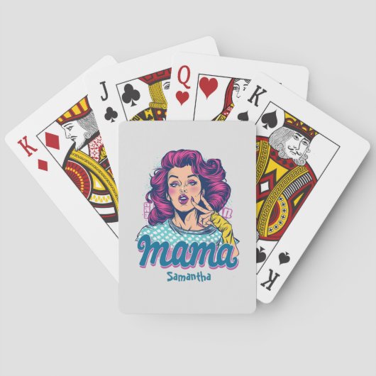 Gepersonaliseerde Retro Mama Pop Kunst (11) Pokerkaarten (Achterkant)