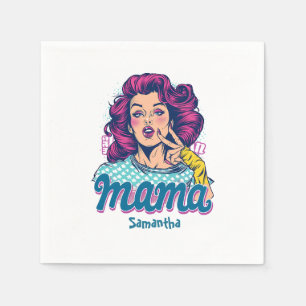 Gepersonaliseerde Retro Mama Pop Kunst (11) Servet