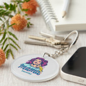 Gepersonaliseerde Retro Mama Pop Kunst (11) Sleutelhanger (Voorkant Rechts)