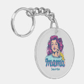 Gepersonaliseerde Retro Mama Pop Kunst (11) Sleutelhanger (Voorkant Links)