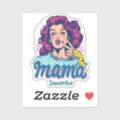 Gepersonaliseerde Retro Mama Pop Kunst (11) Sticker (Vel)