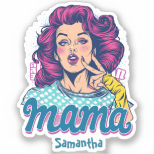 Gepersonaliseerde Retro Mama Pop Kunst (11) Sticker