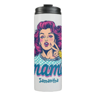 Gepersonaliseerde Retro Mama Pop Kunst (11) Thermosbeker