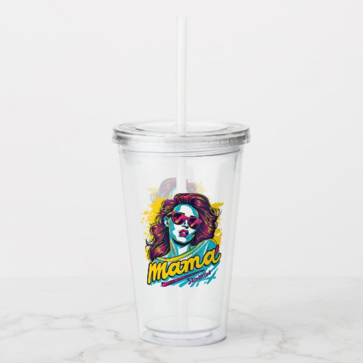 Gepersonaliseerde Retro Mama Pop Kunst (12) Acryl Drinkbeker (Voorkant)