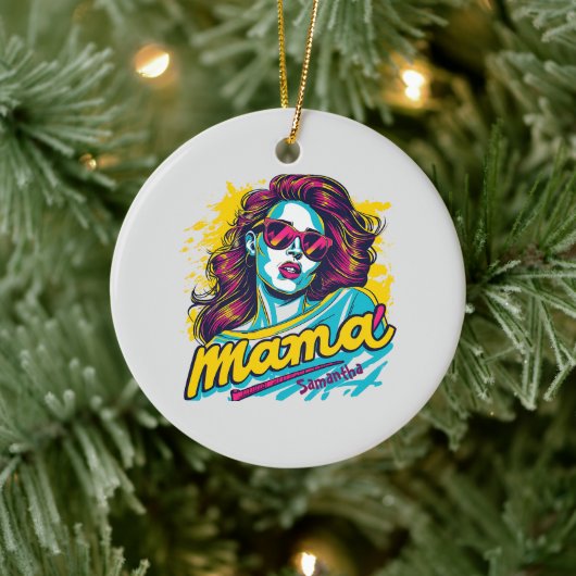 Gepersonaliseerde Retro Mama Pop Kunst (12) Keramisch Ornament (Boom)