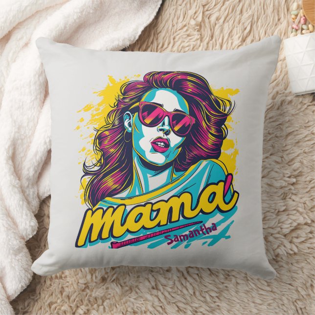 Gepersonaliseerde Retro Mama Pop Kunst (12) Kussen (Deken)