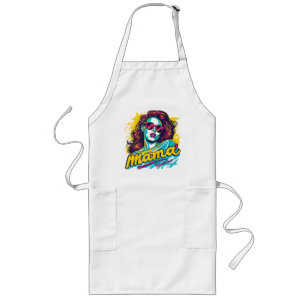 Gepersonaliseerde Retro Mama Pop Kunst (12) Lang Schort