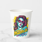 Gepersonaliseerde Retro Mama Pop Kunst (12) Papieren Bekers (Voorkant)