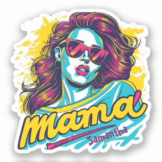 Gepersonaliseerde Retro Mama Pop Kunst (12) Sticke Sticker (Voorkant)