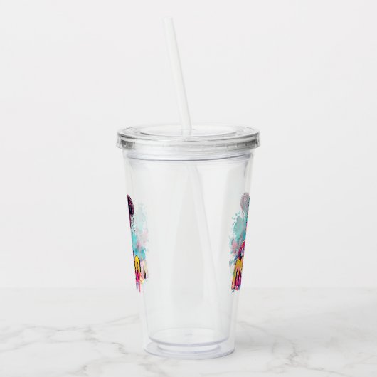 Gepersonaliseerde Retro Mama Pop Kunst (13) Acryl Drinkbeker (Links)