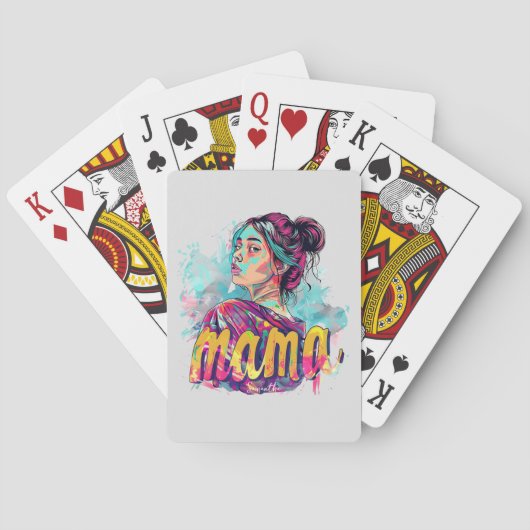 Gepersonaliseerde Retro Mama Pop Kunst (13) Pokerkaarten (Achterkant)