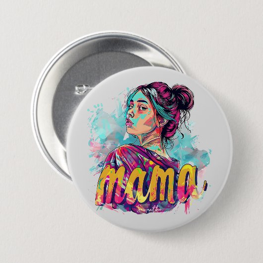 Gepersonaliseerde Retro Mama Pop Kunst (13) Ronde Button 7,6 Cm (Voorkant /achterkant)