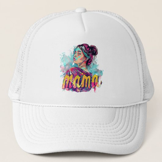 Gepersonaliseerde Retro Mama Pop Kunst (13) Trucker Pet (Voorkant)