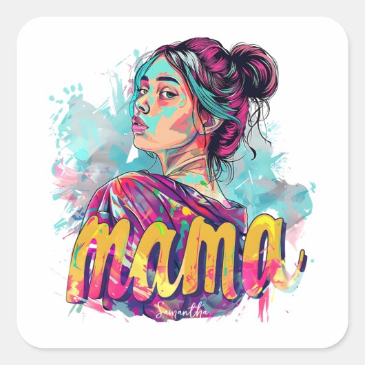 Gepersonaliseerde Retro Mama Pop Kunst (13) Vierkante Sticker (Voorkant)
