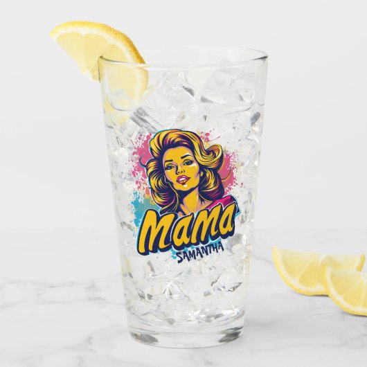 Gepersonaliseerde Retro Mama Pop Kunst (14) Glas (Voorkant ijs)