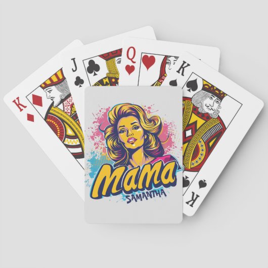 Gepersonaliseerde Retro Mama Pop Kunst (14) Pokerkaarten (Achterkant)