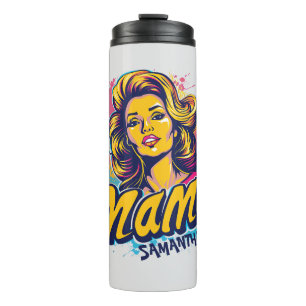 Gepersonaliseerde Retro Mama Pop Kunst (14) Thermosbeker